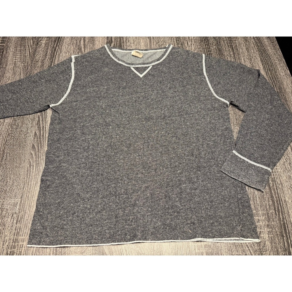 BDG Thermal Long Sleeve‎ Shirt Gray White Stitching  Cotton Blend Size L